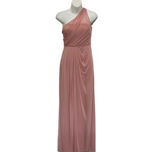 Bridesmaid Prom Formal Dress One Shoulder Ruched Bust Chiffon Long Dress Ballet